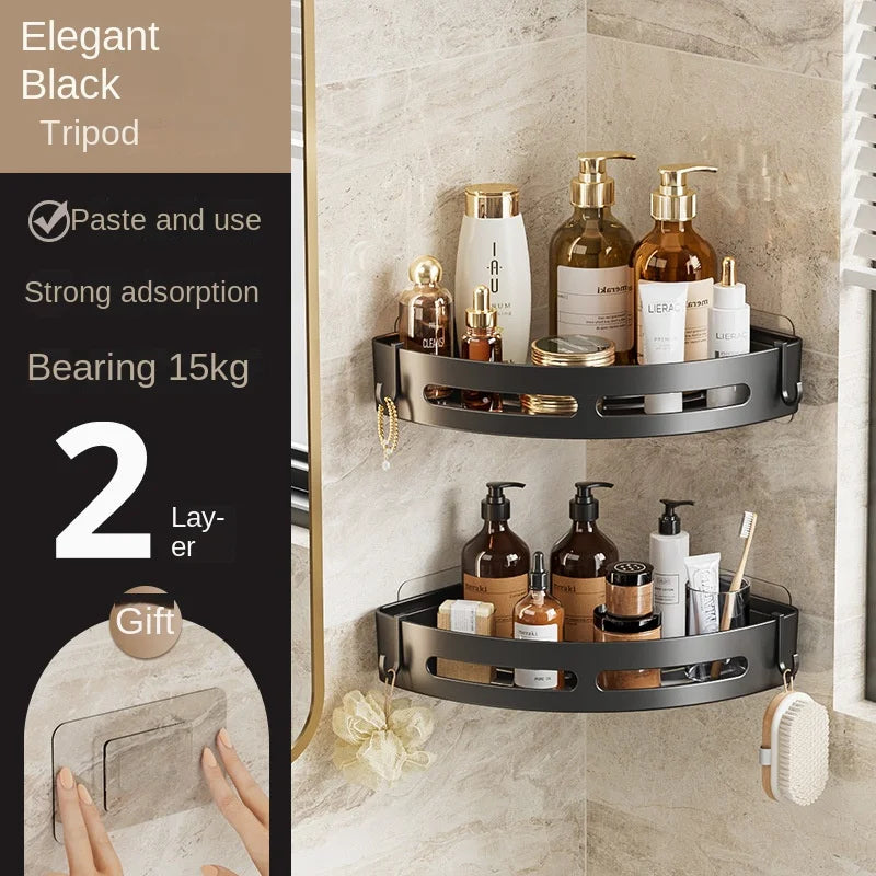 Étagère de douche murale sans perçage – rangement d’angle