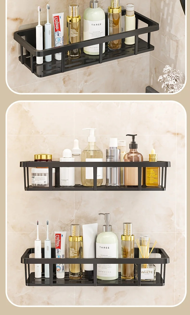 Set of 2 adhesive wall shelves – no-drill storage