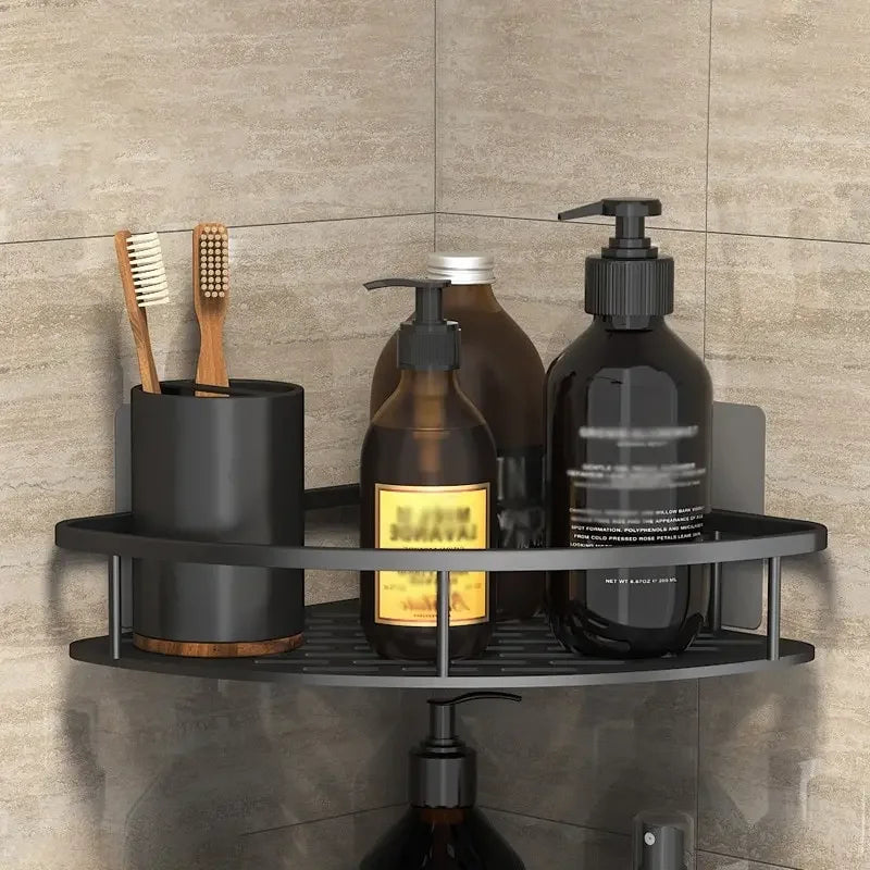 Étagère d’angle murale pour salle de bain – sans perçage