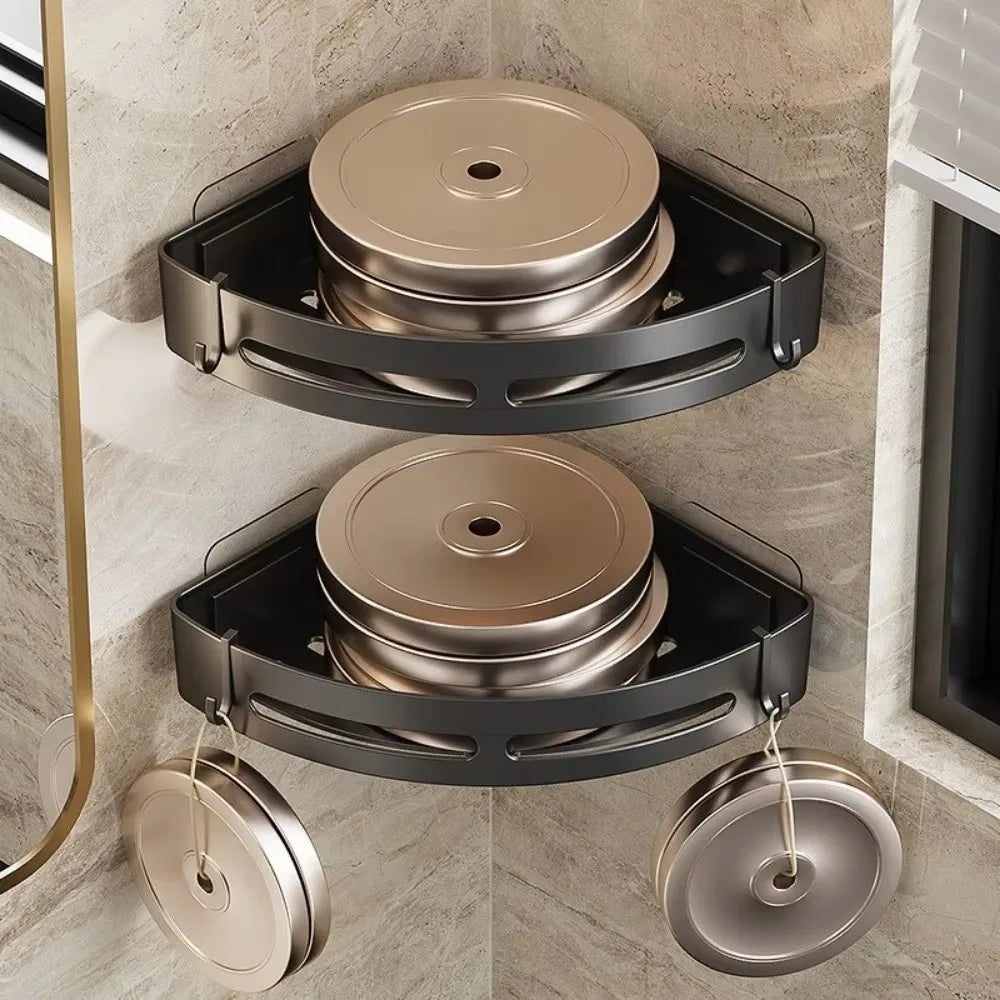 Étagère de douche murale sans perçage – rangement d’angle
