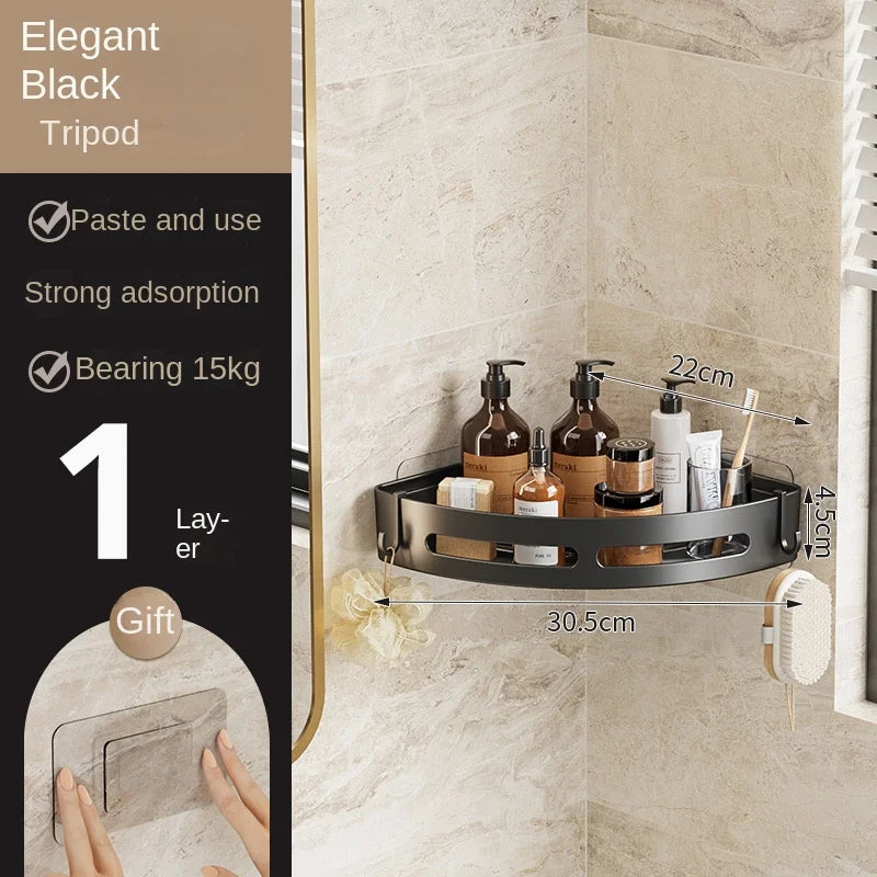 Étagère de douche murale sans perçage – rangement d’angle