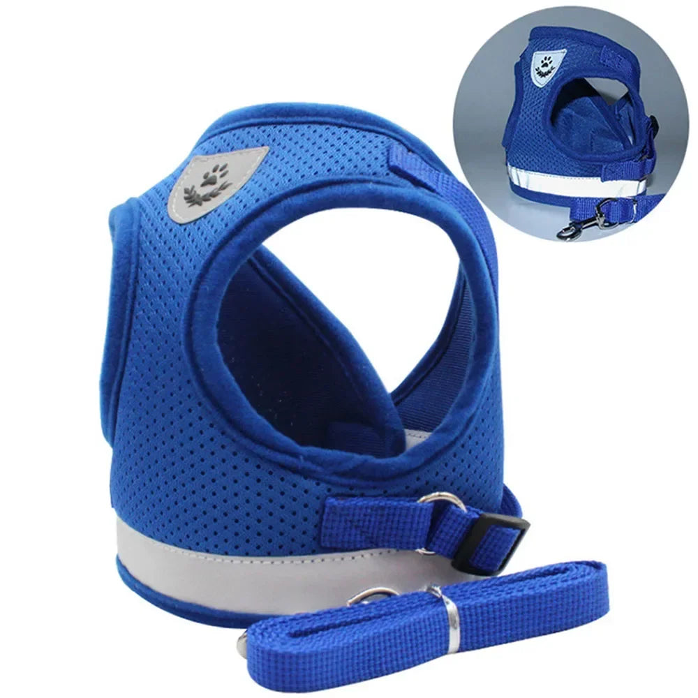 Harnais ajustable réfléchissant avec laisse pour chats et petits chiens