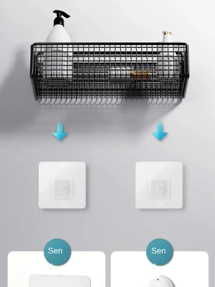 Étagère murale de salle de bain sans perçage – rangement multifonction