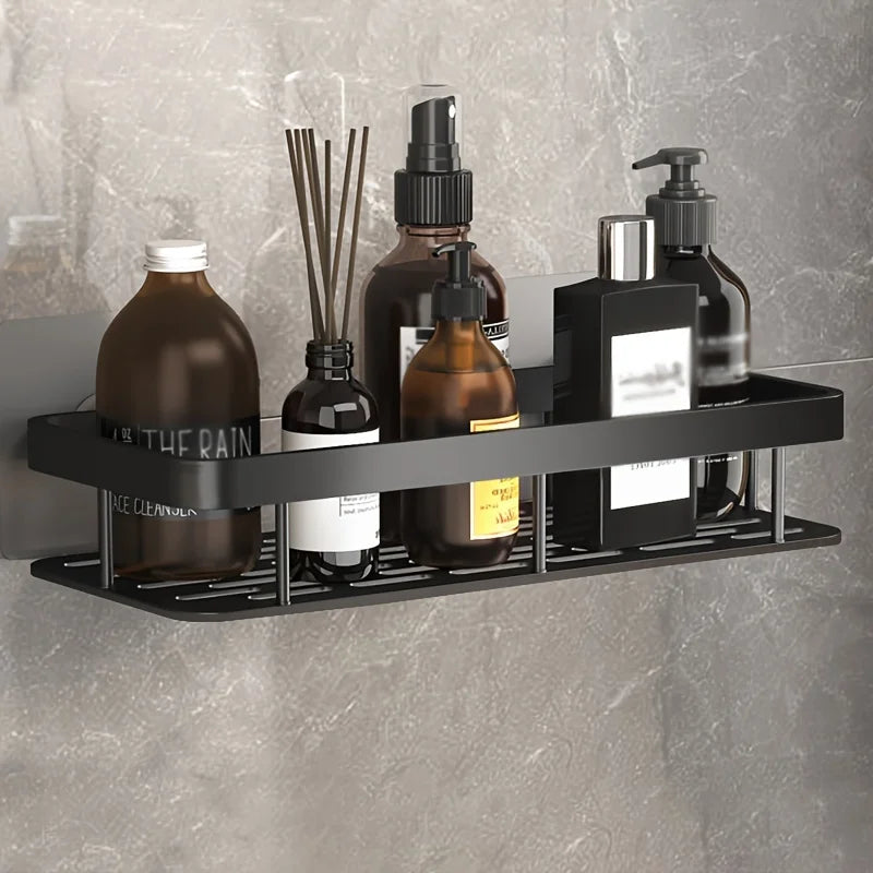 Wall-mounted corner shower caddy – no-drill storage