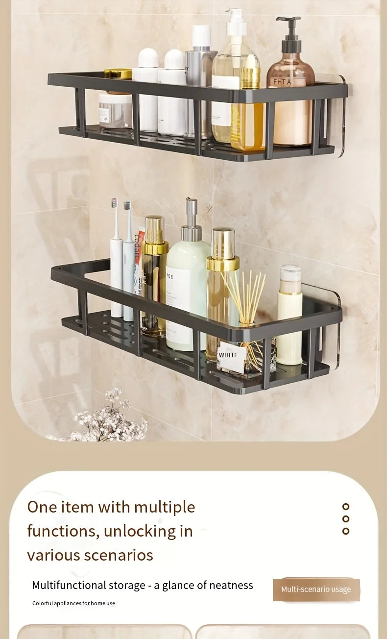 Set of 2 adhesive wall shelves – no-drill storage