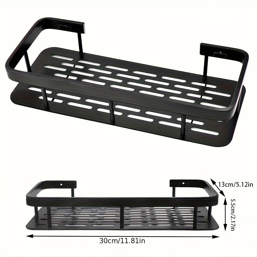 Wall-mounted corner shower caddy – no-drill storage