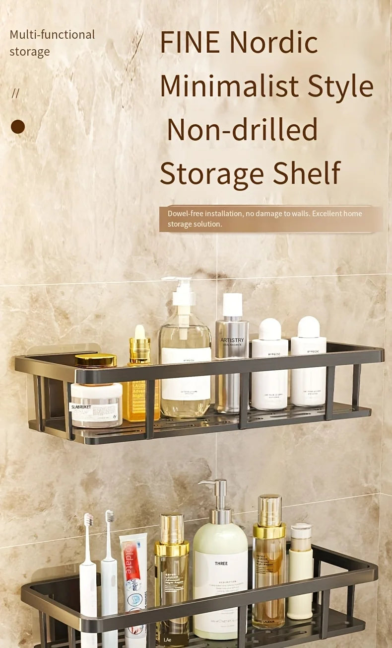 Set of 2 adhesive wall shelves – no-drill storage
