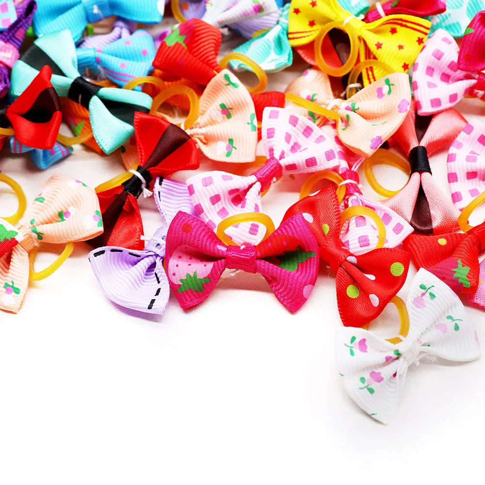 Pack of 30 bows with elastic bands for dogs