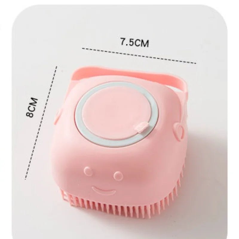 Bath brush with shampoo dispenser for dogs and cats