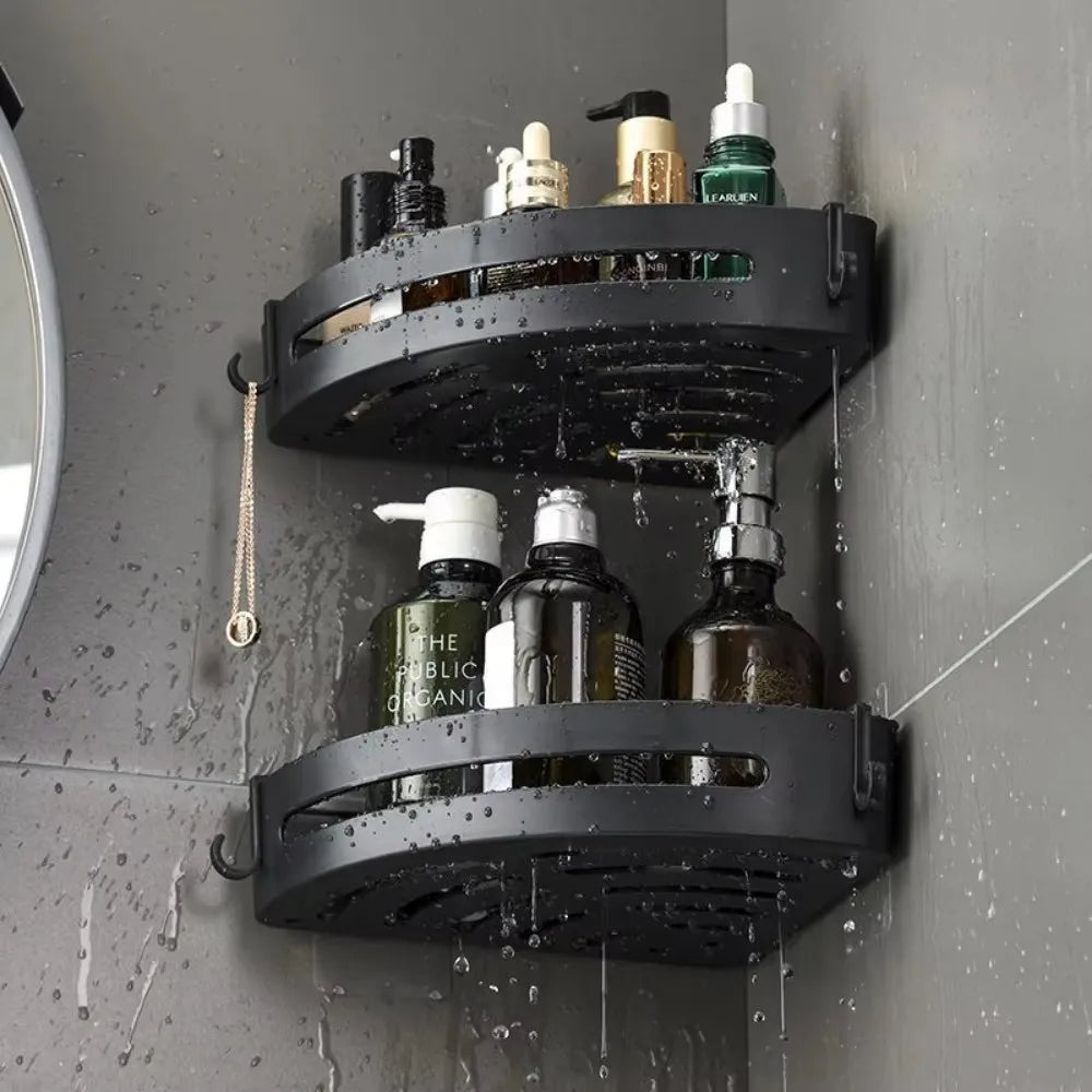 Étagère de douche murale sans perçage – rangement d’angle