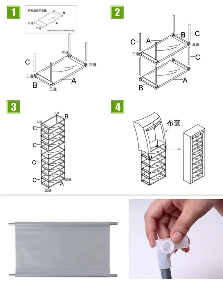 Armoire à chaussures avec housse — Rangement à plusieurs niveaux