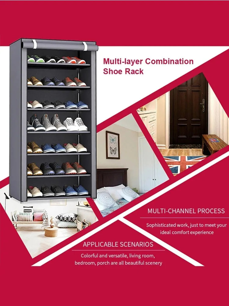 Armoire à chaussures avec housse — Rangement à plusieurs niveaux