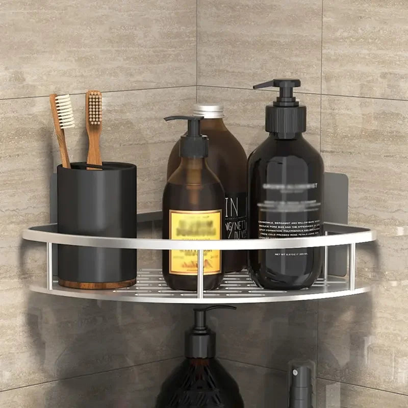 Étagère d’angle murale pour salle de bain – sans perçage