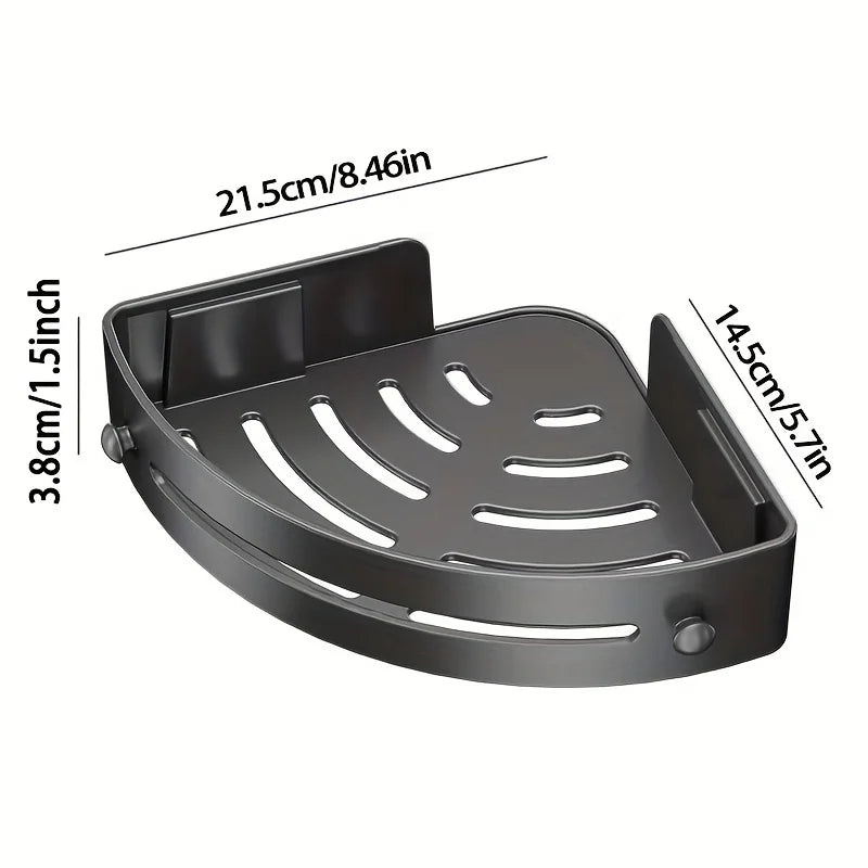 2-Tier Wall-Mounted Corner Shelf for Bathroom – No Drilling Required