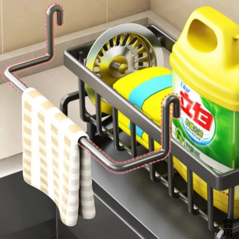Sink caddy with drainer - faucet mounted