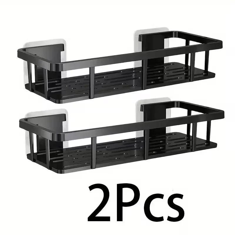 Set of 2 adhesive wall shelves – no-drill storage