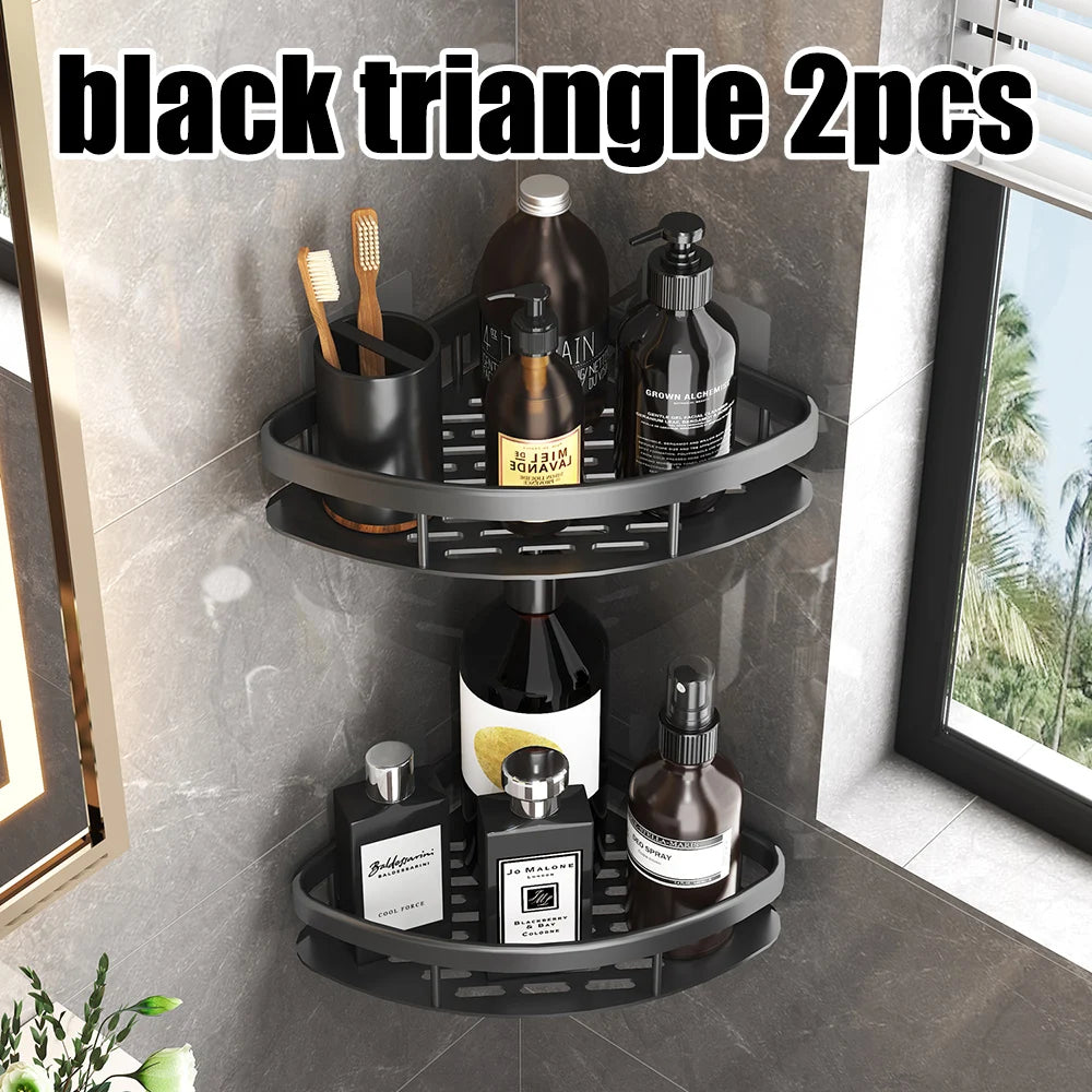 Étagère murale de salle de bain sans perçage – rangement en aluminium