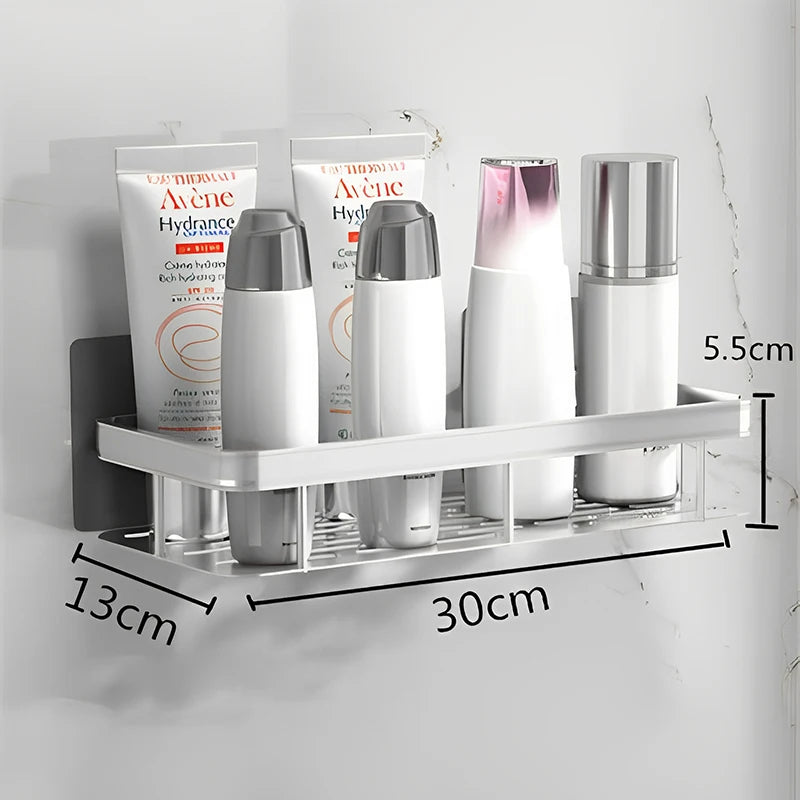 Wall-mounted corner shower caddy – no-drill storage