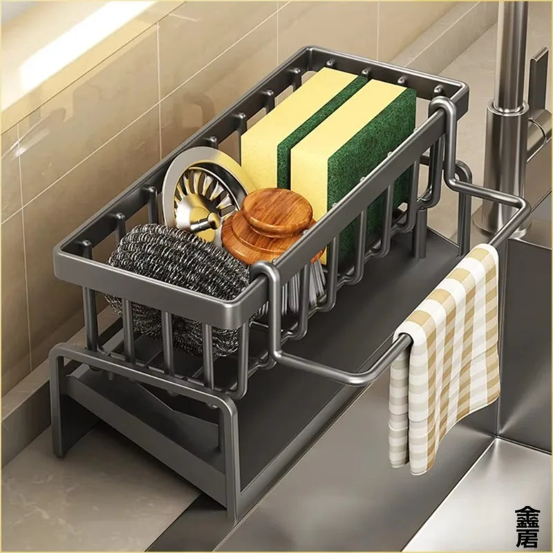 Sink caddy with drainer - faucet mounted