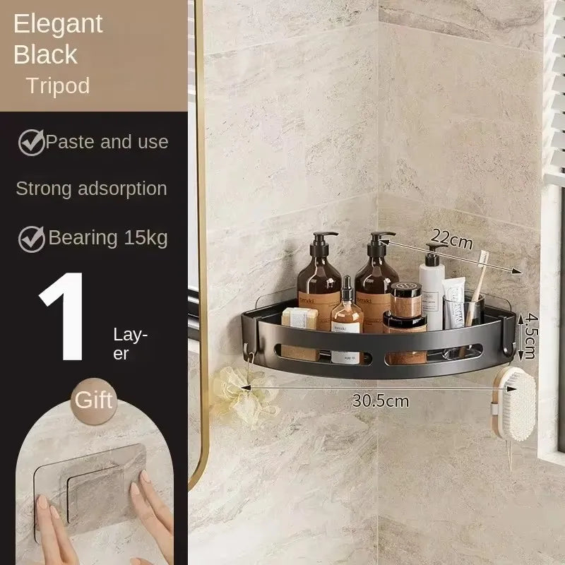 Étagère de douche murale sans perçage – rangement d’angle