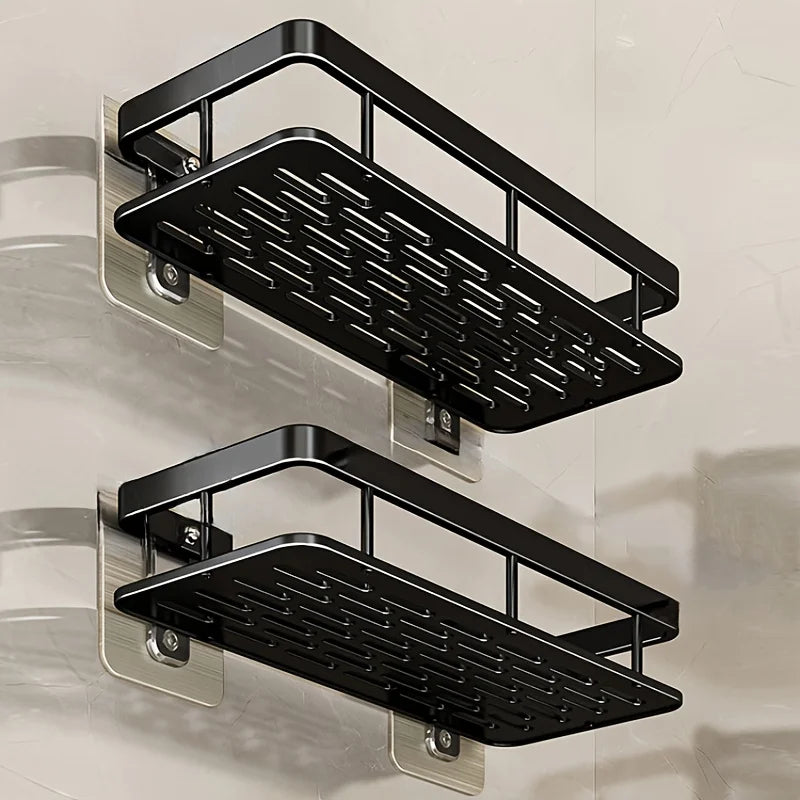 Wall-mounted corner shower caddy – no-drill storage