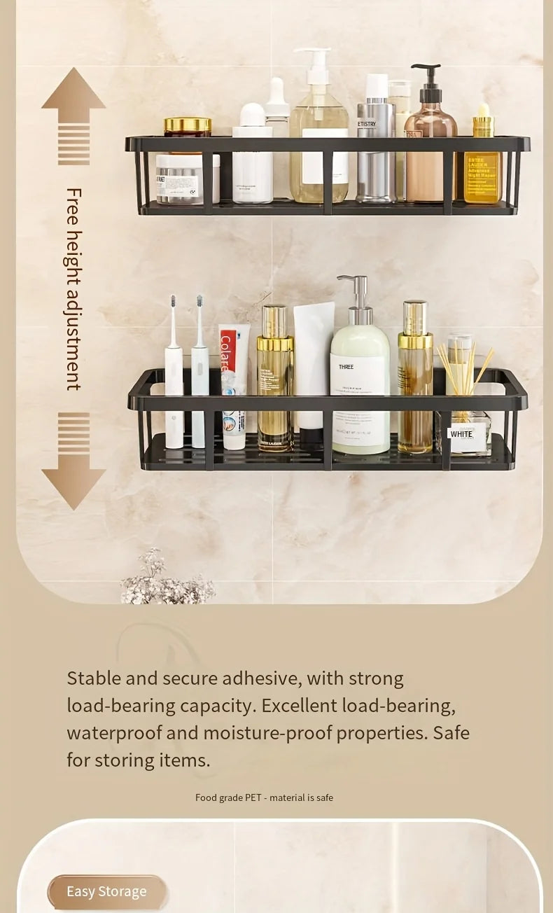 Set of 2 adhesive wall shelves – no-drill storage