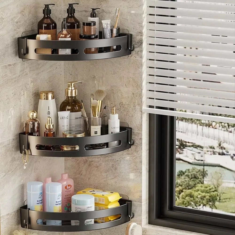 Étagère de douche murale sans perçage – rangement d’angle