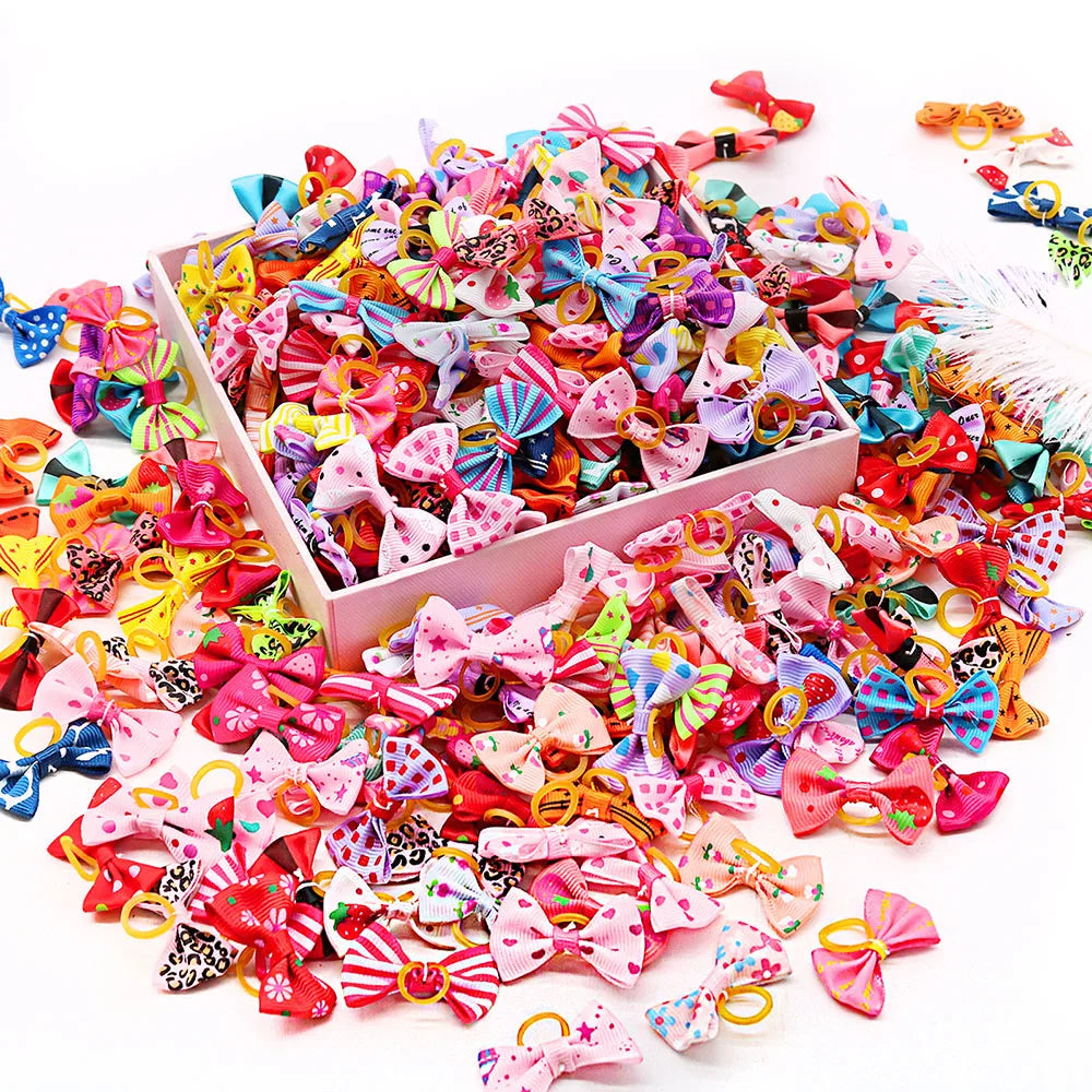 Pack of 30 bows with elastic bands for dogs