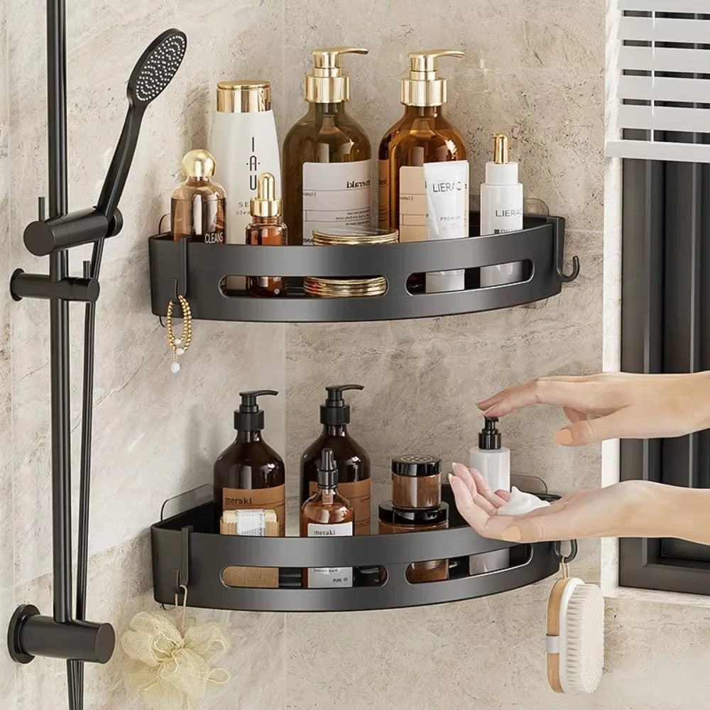 Étagère de douche murale sans perçage – rangement d’angle