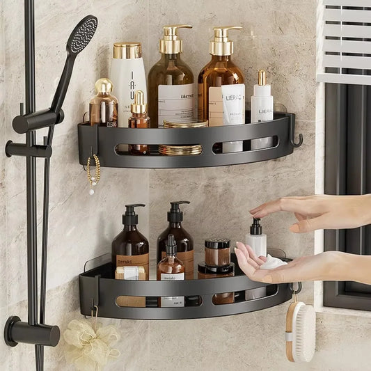 Étagère de douche murale sans perçage – rangement d’angle