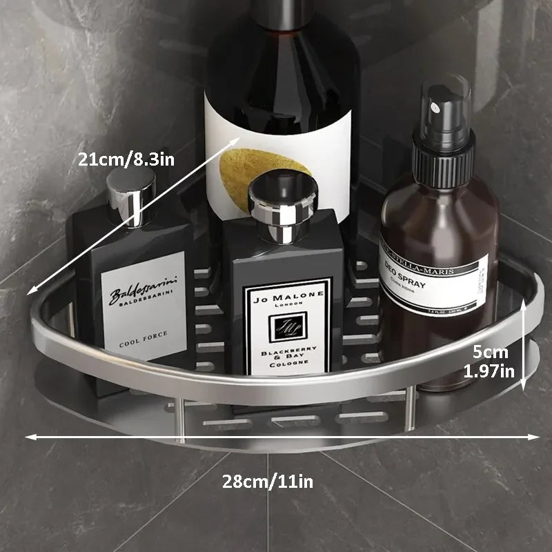 Étagère d’angle murale pour salle de bain – sans perçage