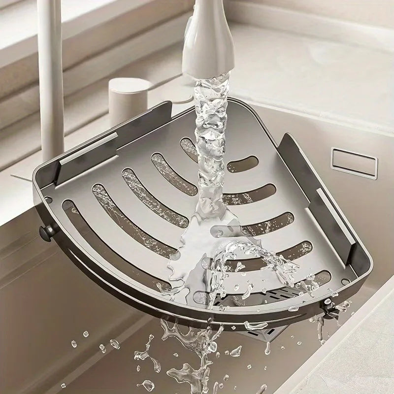 2-Tier Wall-Mounted Corner Shelf for Bathroom – No Drilling Required