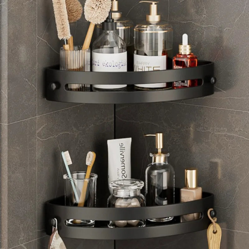 2-Tier Wall-Mounted Corner Shelf for Bathroom – No Drilling Required