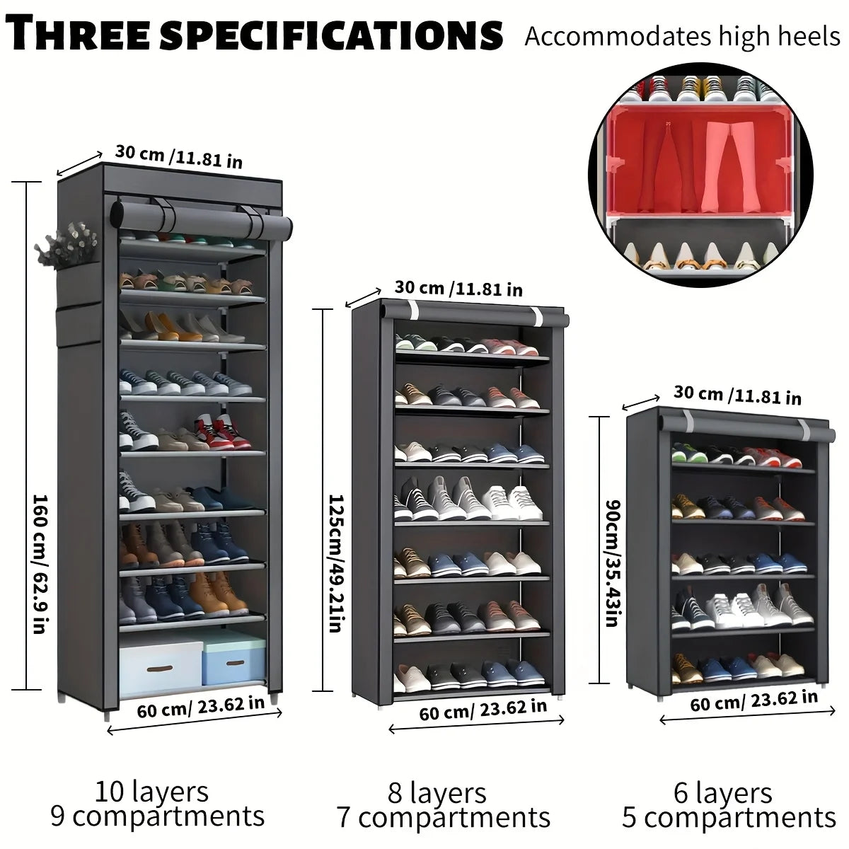 Armoire à chaussures avec housse enroulable