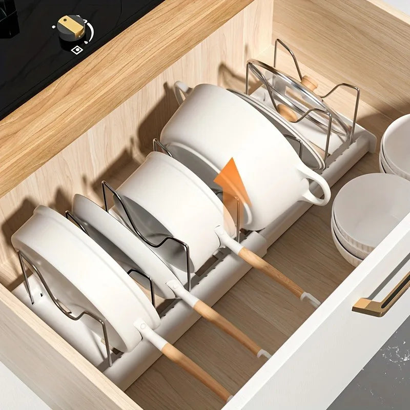 Organisateur extensible pour casseroles et couvercles