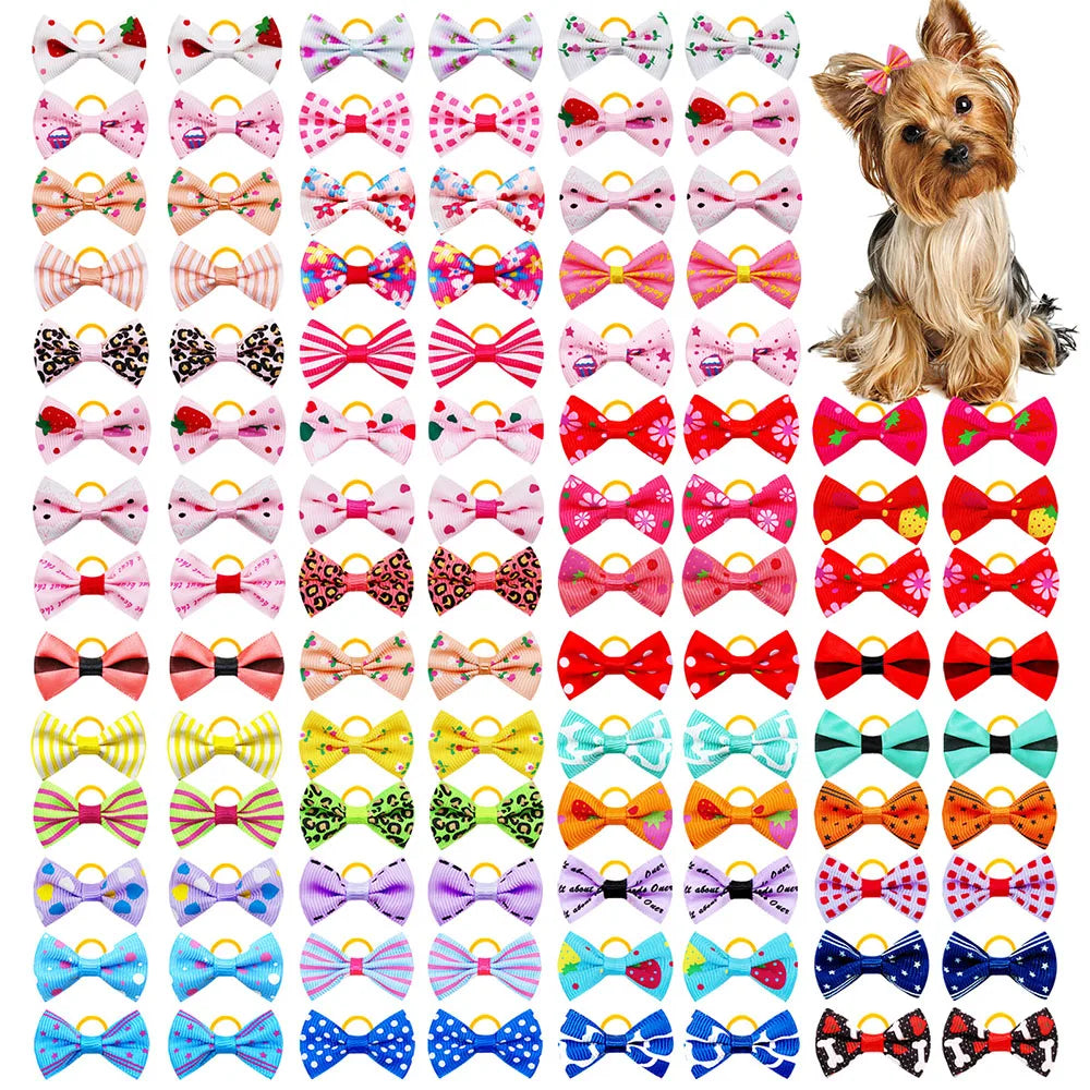Pack of 30 bows with elastic bands for dogs