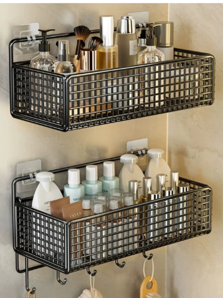 Étagère murale de salle de bain sans perçage – rangement multifonction