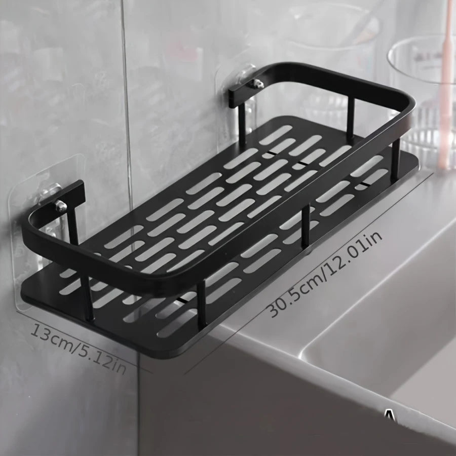 Wall-mounted corner shower caddy – no-drill storage