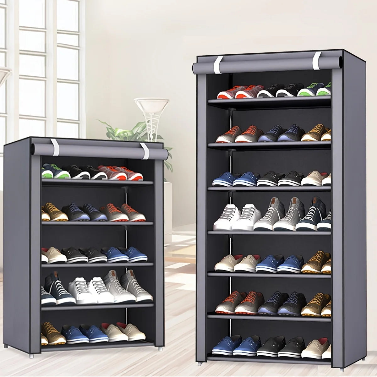 Armoire à chaussures avec housse enroulable