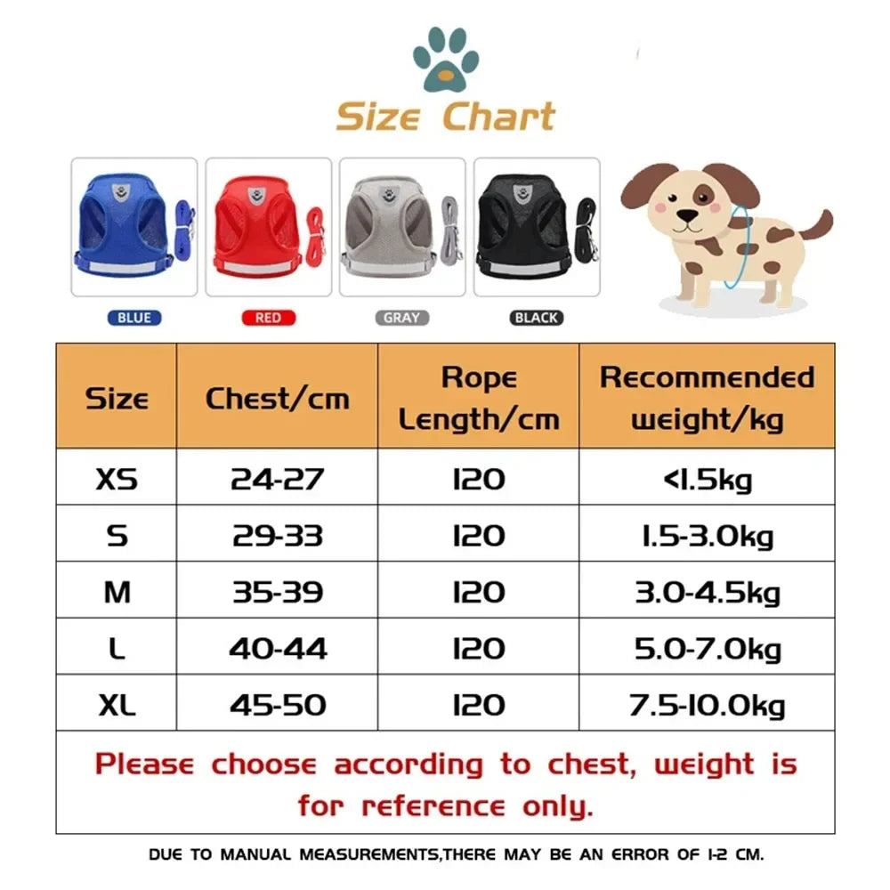 Harnais ajustable réfléchissant avec laisse pour chats et petits chiens