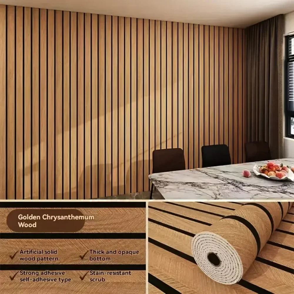Self-adhesive wood grain wallpaper – waterproof and decorative