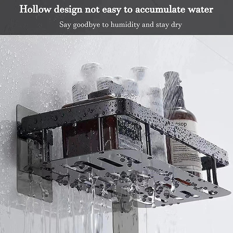 Wall-mounted corner shower caddy – no-drill storage