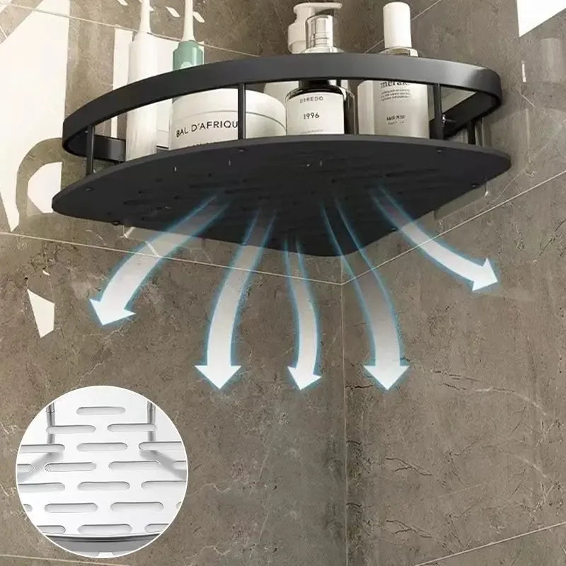 Étagère d’angle murale pour salle de bain – sans perçage