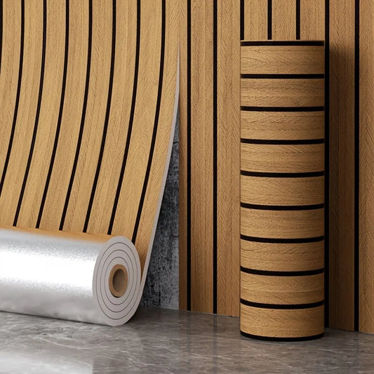 Papier peint adhésif effet bois à lignes – imperméable et décoratif