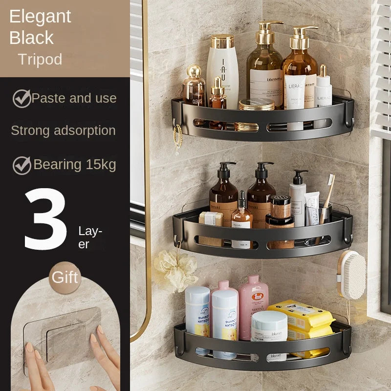 Étagère de douche murale sans perçage – rangement d’angle