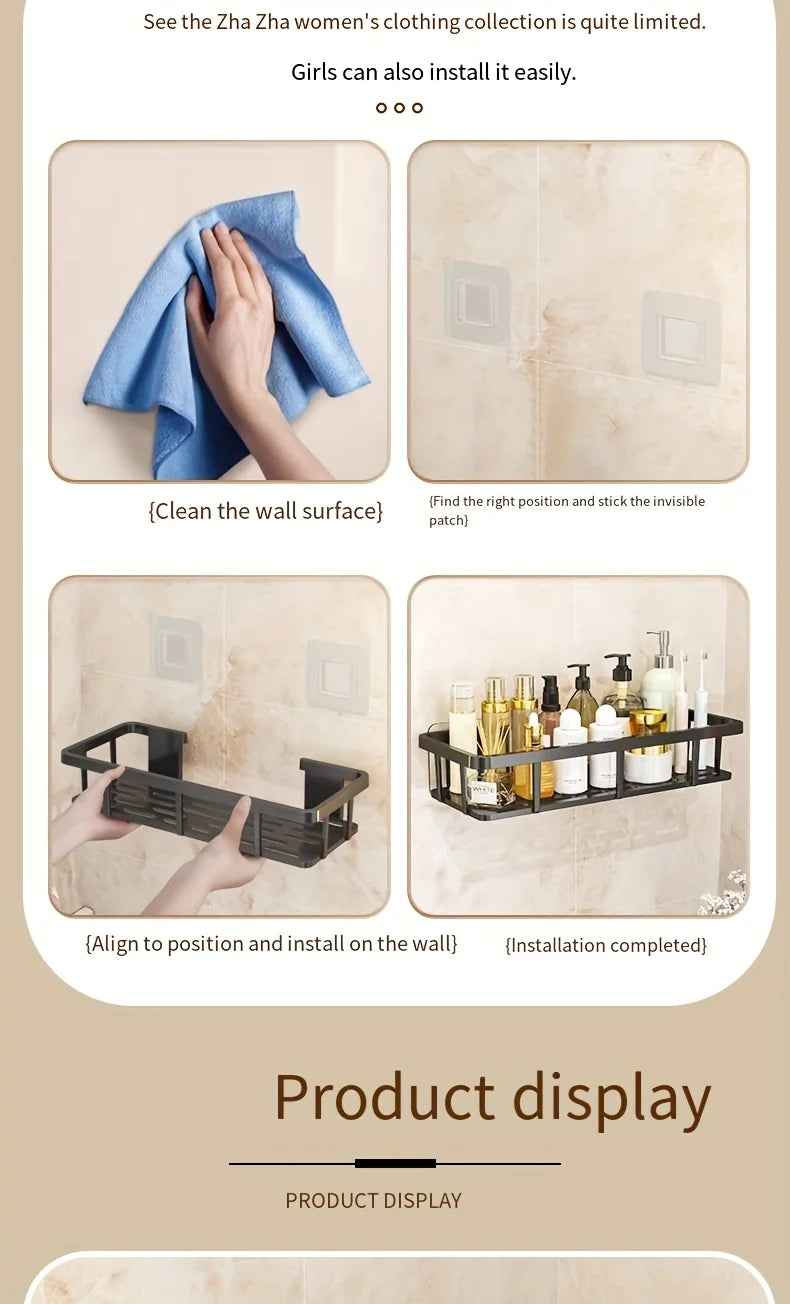 Set of 2 adhesive wall shelves – no-drill storage
