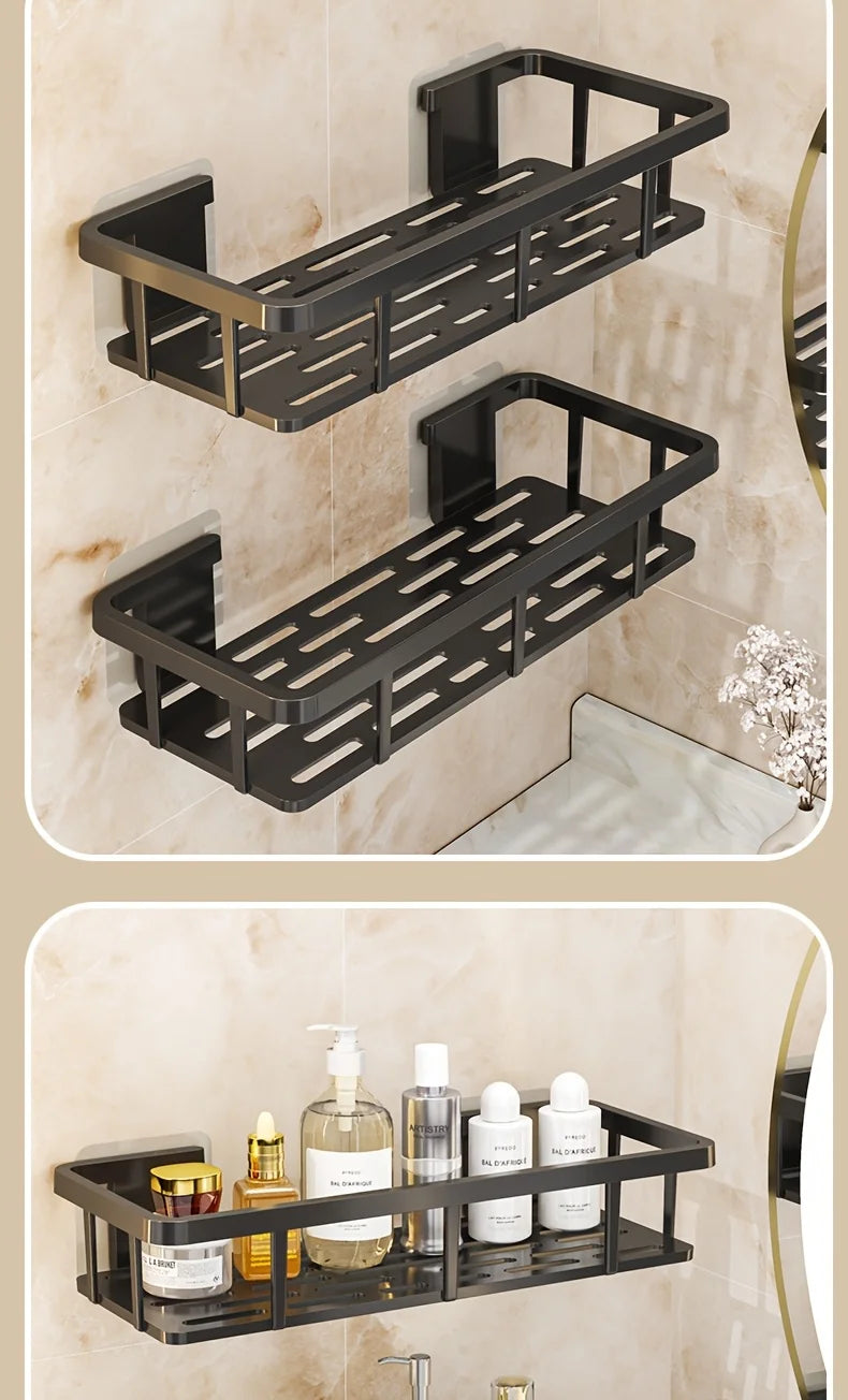 Set of 2 adhesive wall shelves – no-drill storage