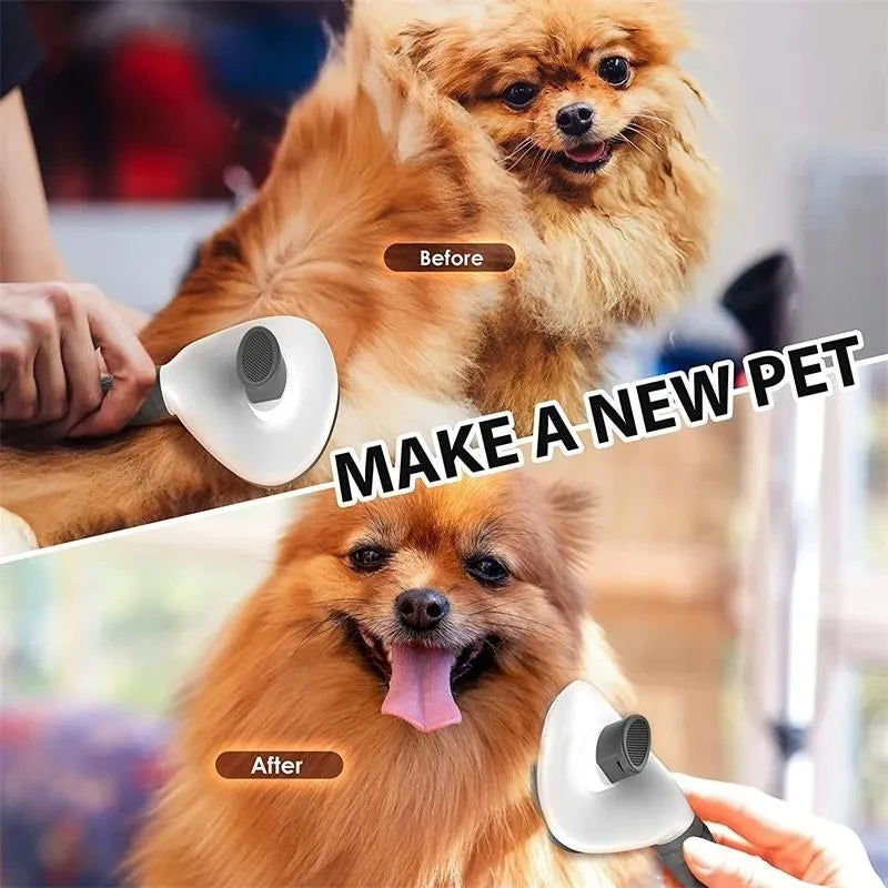 Self-cleaning grooming brush for dogs and cats