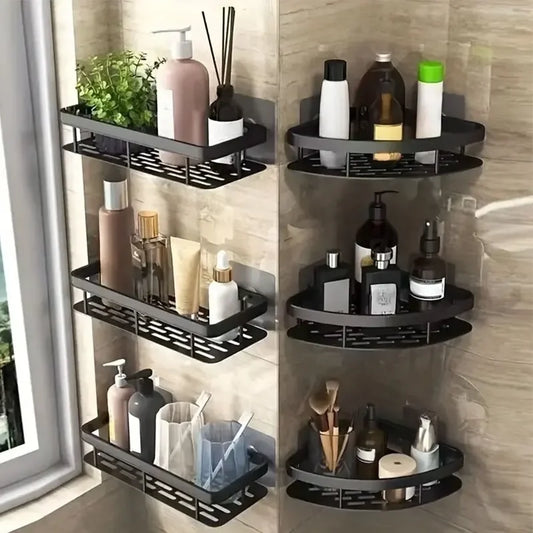 Étagère d’angle murale sans perçage pour douche.