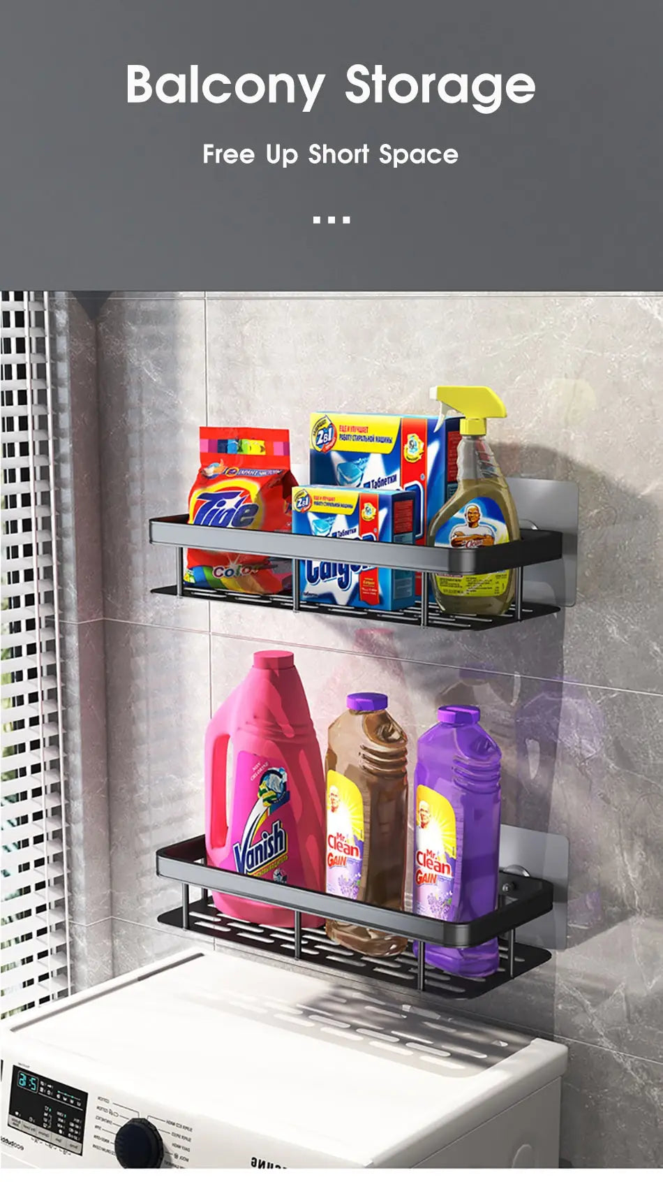 Étagère d’angle murale pour salle de bain – sans perçage